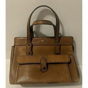 VTG John Romain 1960s-1970s Marcolino Leather Handbag Purse Brown Brass Accents